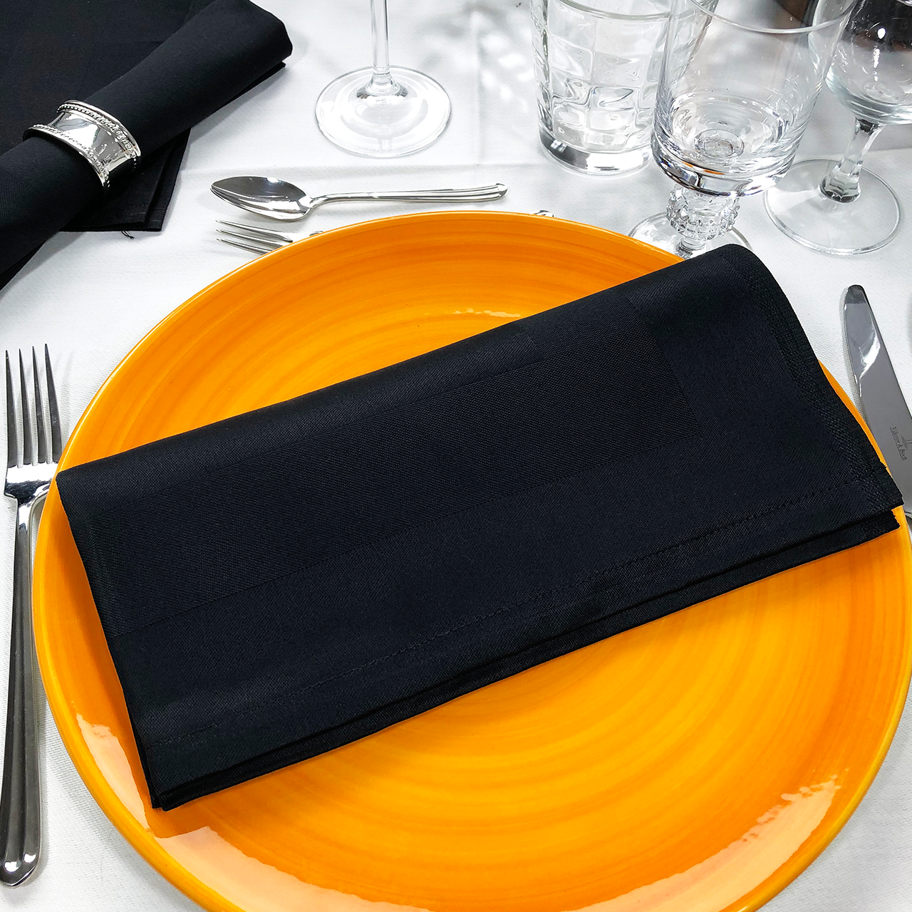 Stoffserviette Padua schwarz 50x50