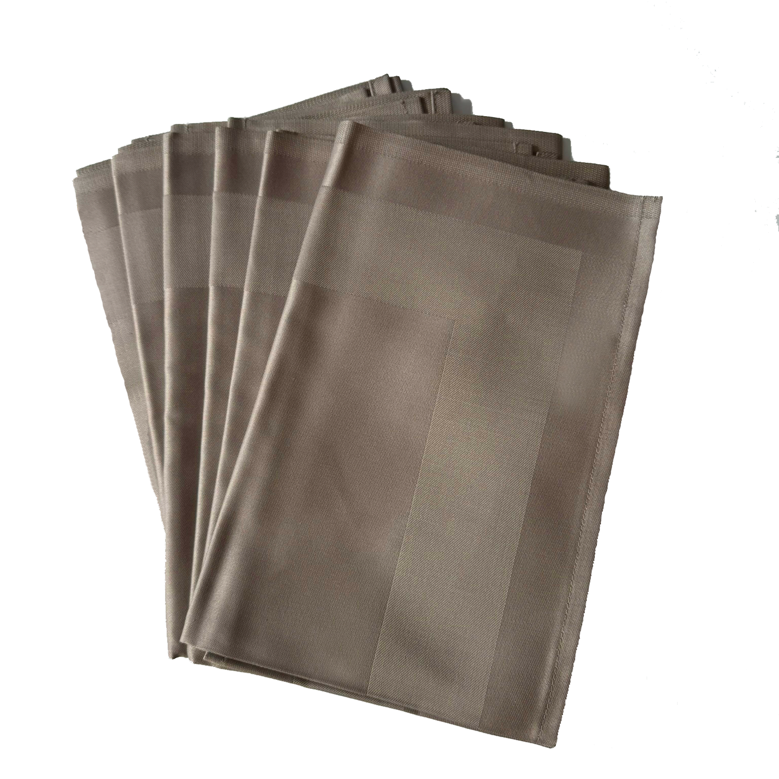 Stoffserviette Padua taupe helbraun mit Atlasstreifen Stoffserviette Padua taupe helbraun mit Atlasstreifen