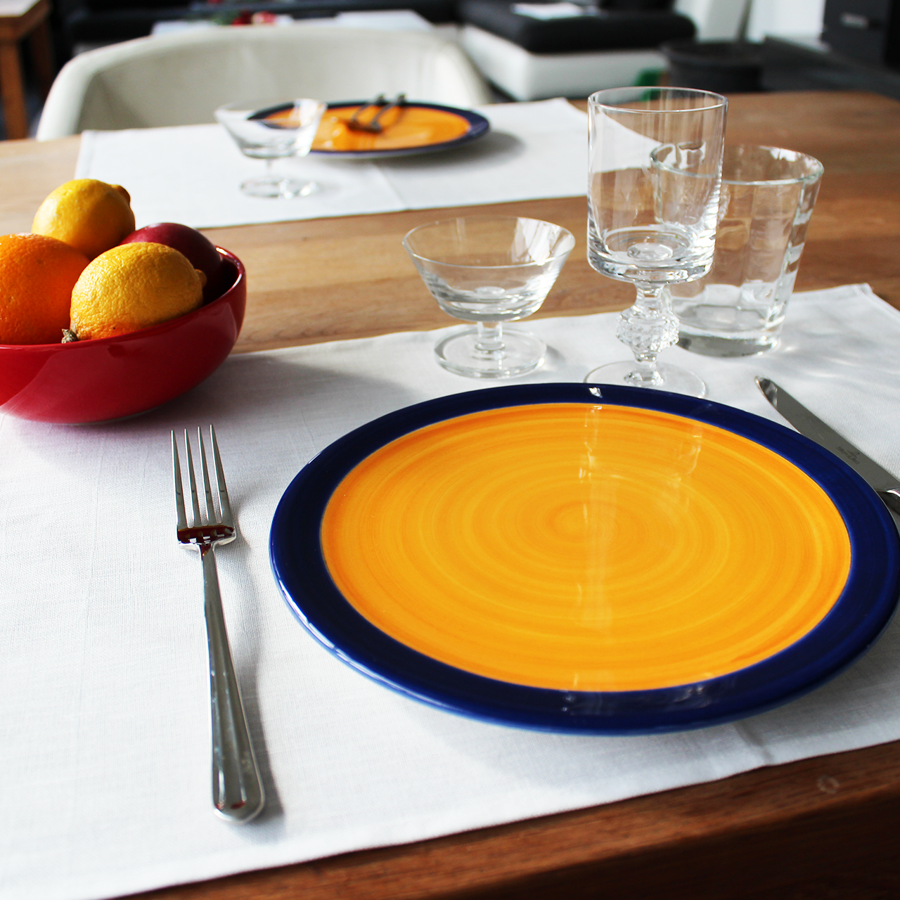 Platzsets Halbleinen Tischsets weiss